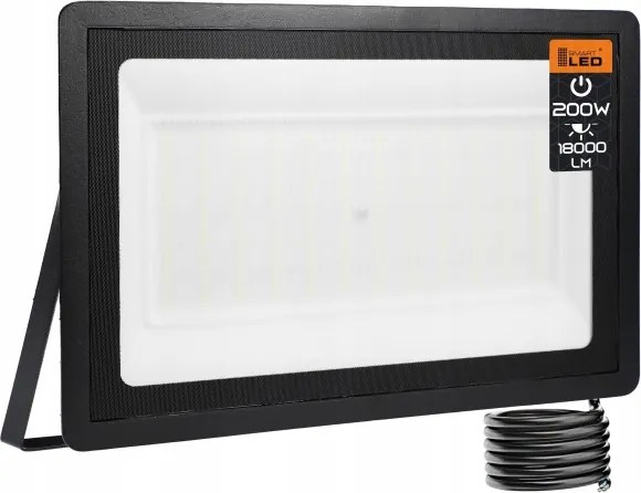 LED kültéri reflektor, 200 W, 230 V, 4500 K, IP65, fekete