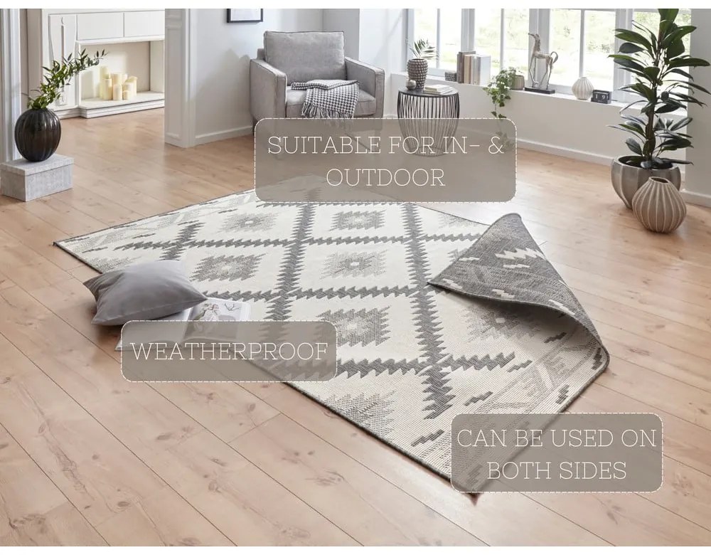 Malibu szürke-krémszínű kültéri szőnyeg, 170 x 120 cm - NORTHRUGS