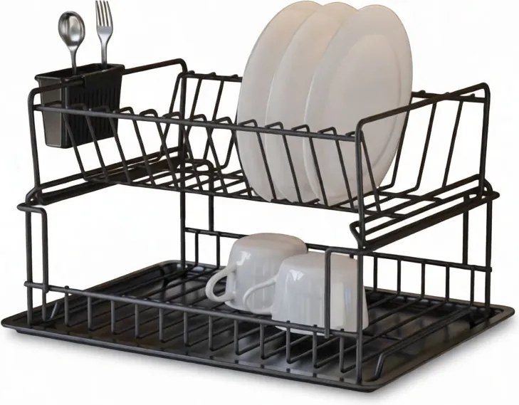 Edényszárító, csepegtető tálca, fekete, 35 x 30 cm