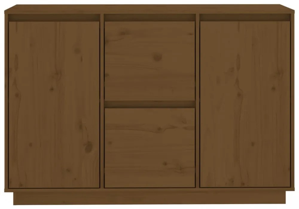 mézbarna tömör fenyőfa tálalószekrény 111 x 34 x 75 cm