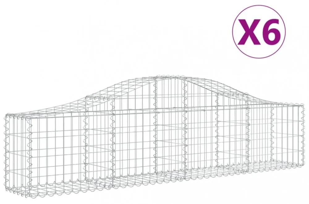6 db íves horganyzott vas gabion kosár 200x30x40/60 cm
