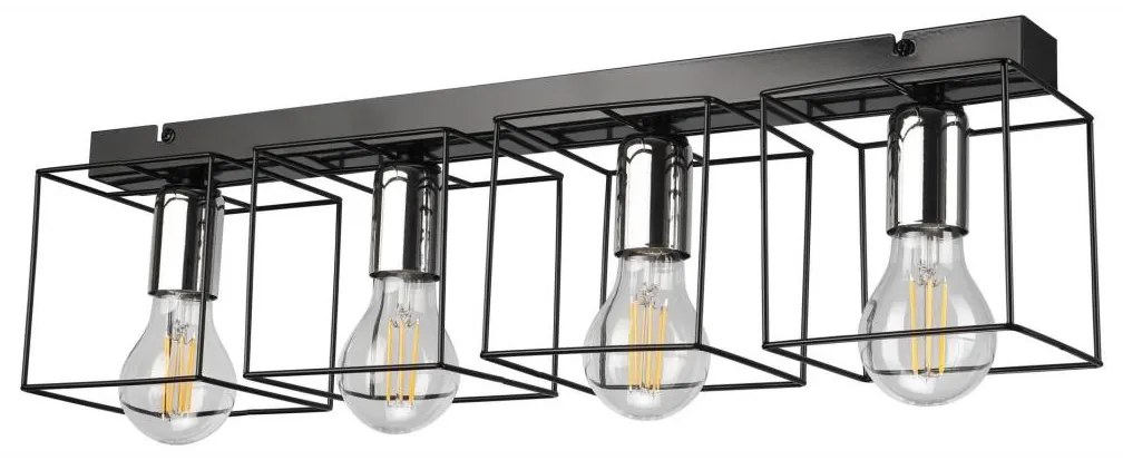 Lamkur Mennyezeti lámpa MIKA 4xE27/60W/230V 61 cm fekete/króm LA46334