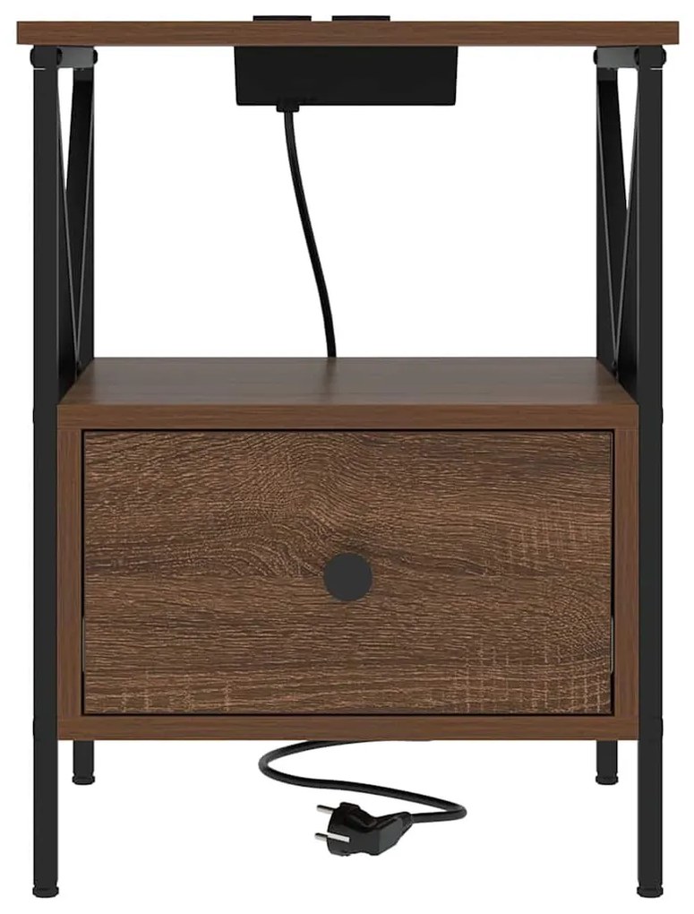 vidaXL Éjjeliszekrény 2 pcs Barna Tölgy 41,5 x 40,5 x 55 cm Faanyag