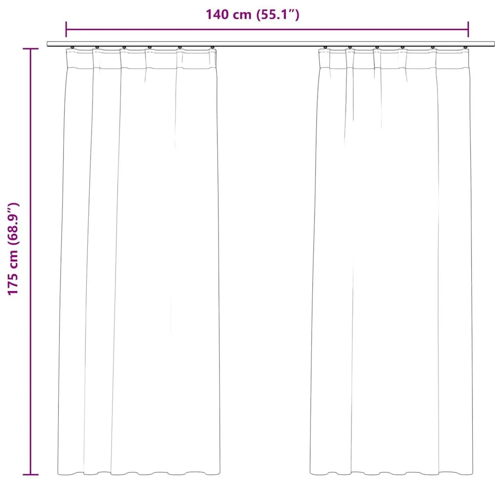 2 db fekete bársony sötétítőfüggöny kampókkal 140 x 175 cm