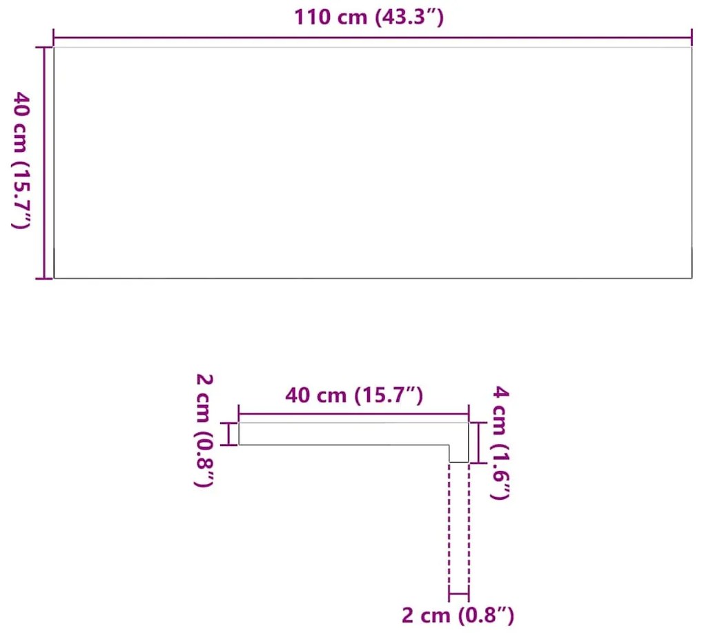 ablakpárkányok 2 db sötétbarna 110x40x2 cm tömör fa tölgyfa