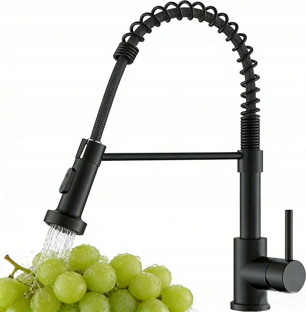 Fekete konyhai csaptelep álló flexibilis kifolyócső magas konyhai csaptelep