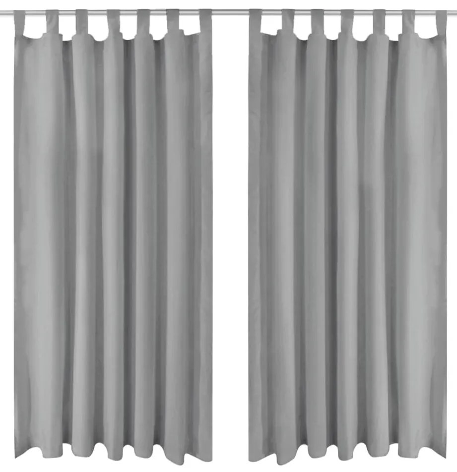 vidaXL 2 db szürke mikroszatén függöny karikákkal 140 x 225 cm