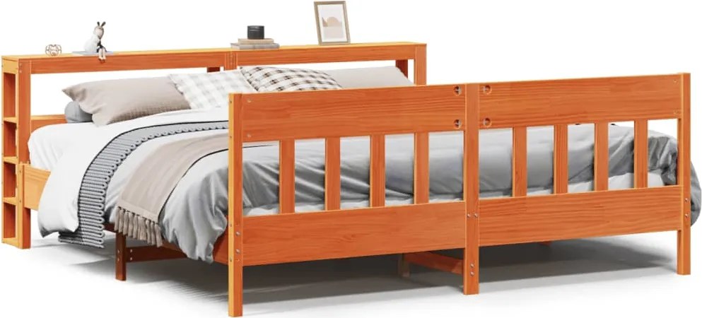 vidaXL viaszbarna tömör fenyőfa ágy matrac nélkül 180 x 200 cm