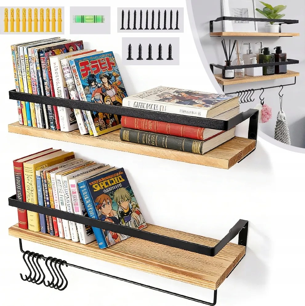 2 Db Fűszertartó Állvány, Falra Szerelhető Konyhai Törölközőtartóval,akasztós Könyvespolc