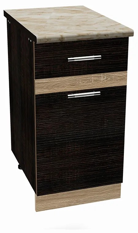 Salandra Elemes konyha 1 ajtós és fiókos alsószekrény DARK SONOMA 40 x 80 x 60 cm