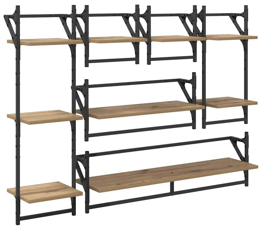 vidaXL Fali polc készlet 6 pcs Artisan tölgy 100 x 25 x 30 cm Faanyag