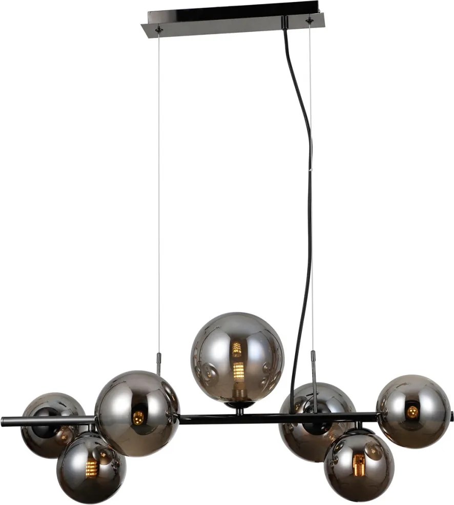 ITALUX PND-406007-7A-BCR CANELLO Többágú Függesztett Lámpa Króm, Fekete, Füstös G9 IP20