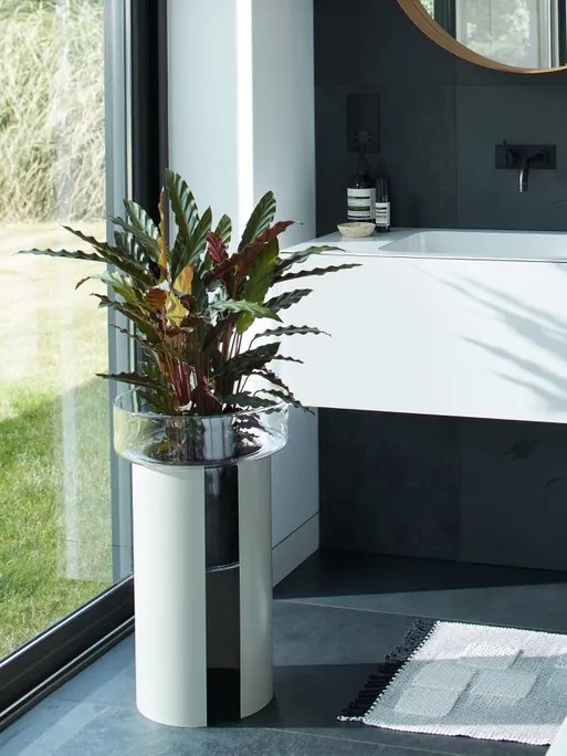 LSA International Terrazza virágcserép, h 75 cm, Ø32 cm, átlátszó/krétás fehér - LSA nemzetközi