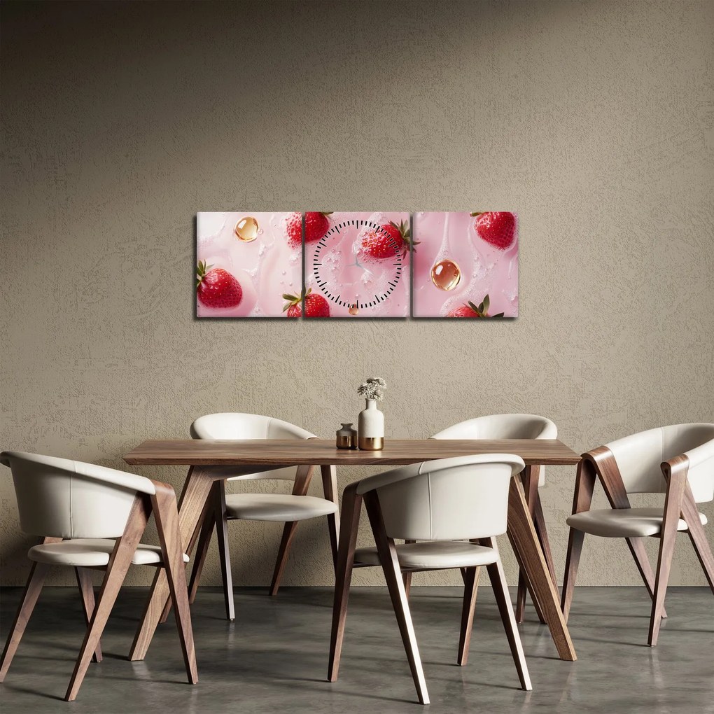 Kép - Eprek buborékokban (órával) (90x30 cm)