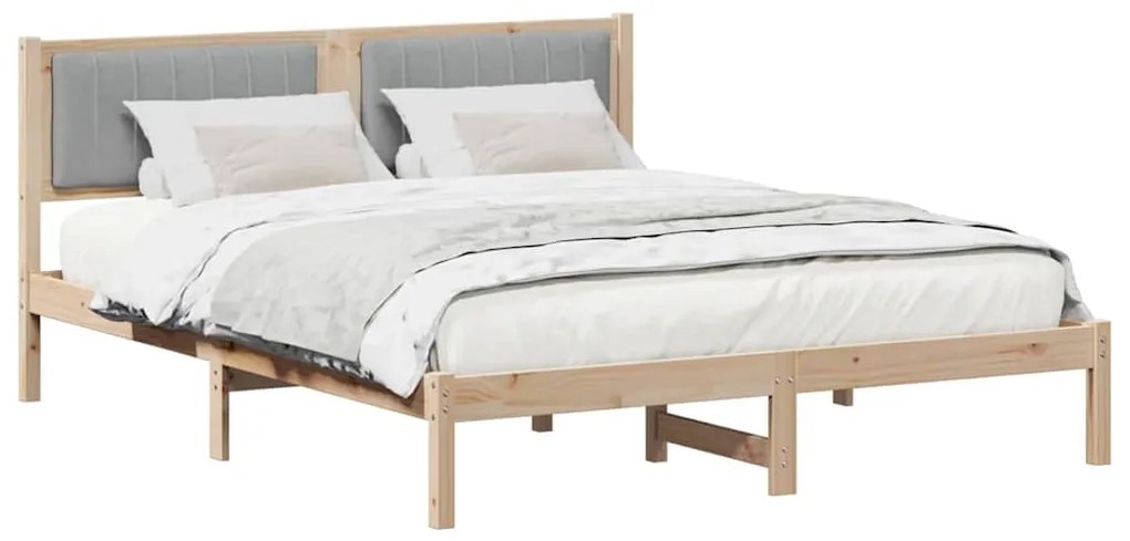 Ágykeret Kárpitozott Fejtámlával Világosszürke 150 x 200 cm