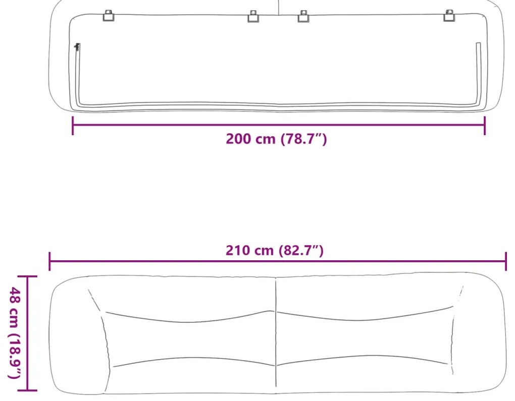 fekete szövet fejtámla párna Hvar 200 cm