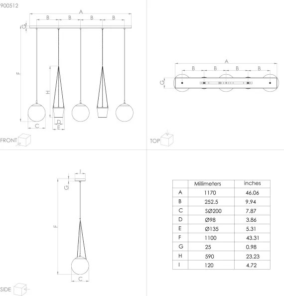 Eglo 900512 - Csillár zsinóron RONDO 3xE27/40W/230V