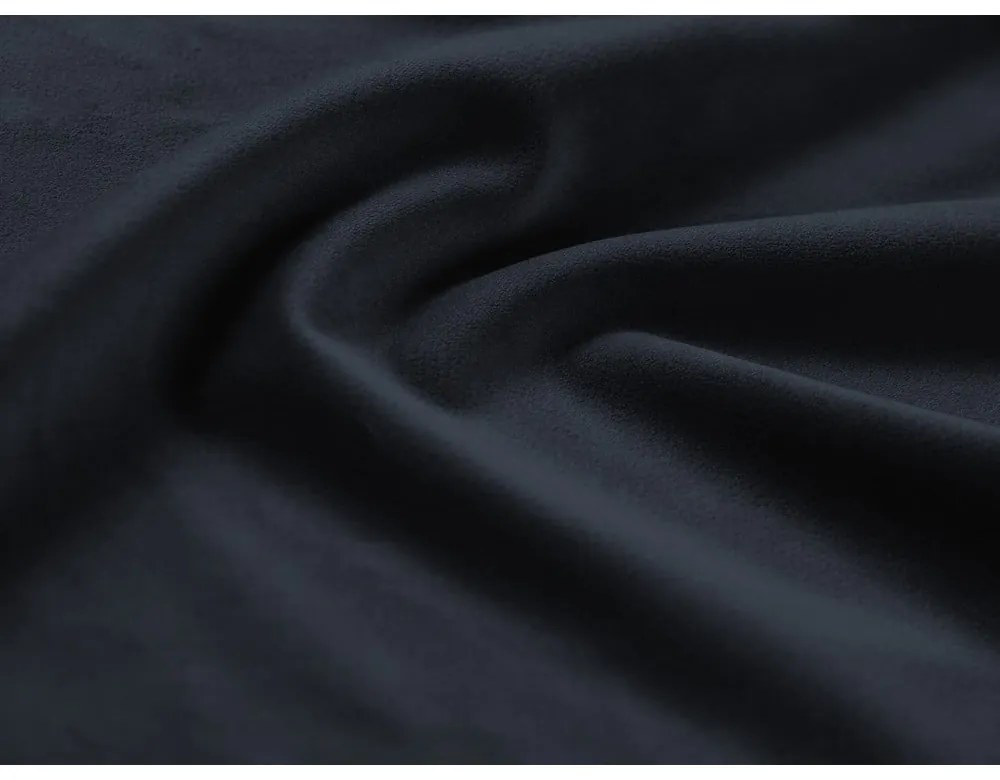 Sötétkék bársony kinyitható tárolóhelyes sarokkanapé (bal oldali-heverő résszel) Kyoto – Cosmopolitan Design