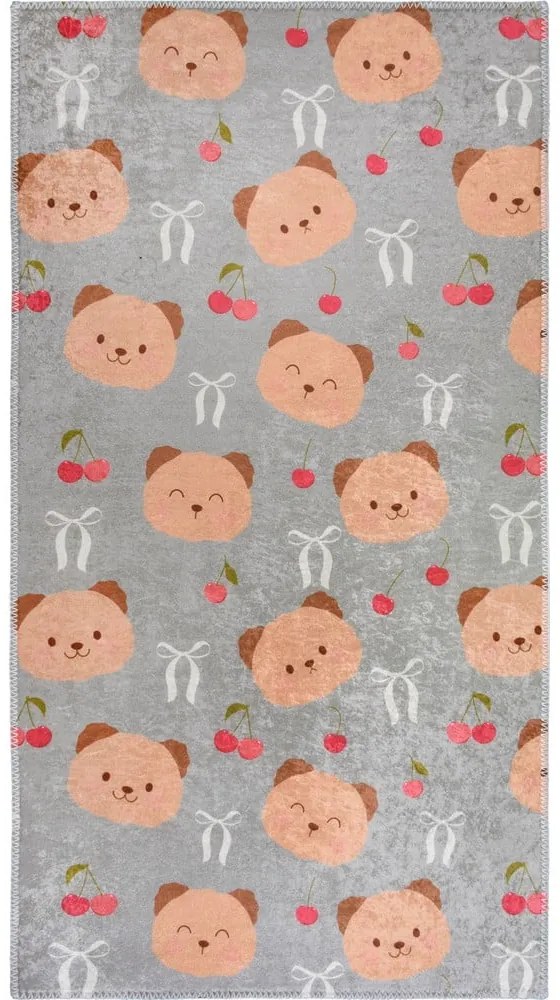 Szürke-barna mosható gyerek szőnyeg 80x150 cm Cute Teddies – Vitaus