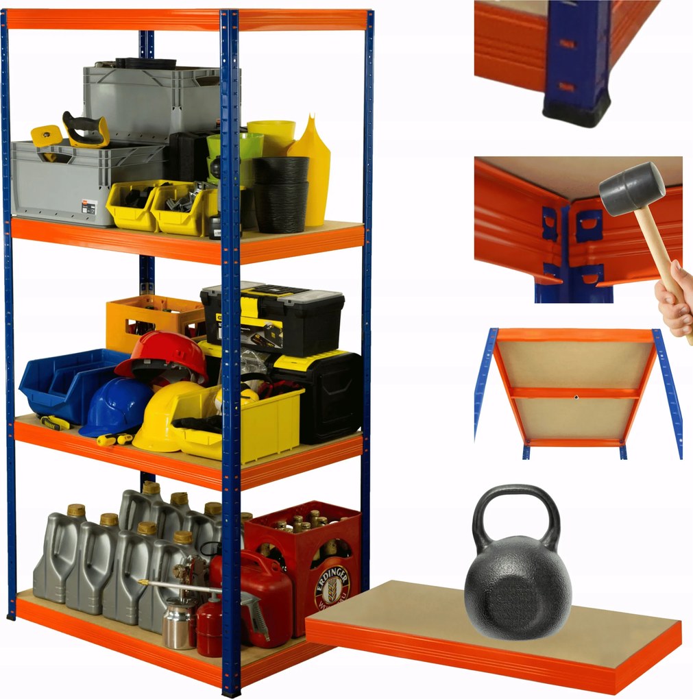 Helios fém tároló állvány garázs állvány 180x75x30cm 4Px175kg