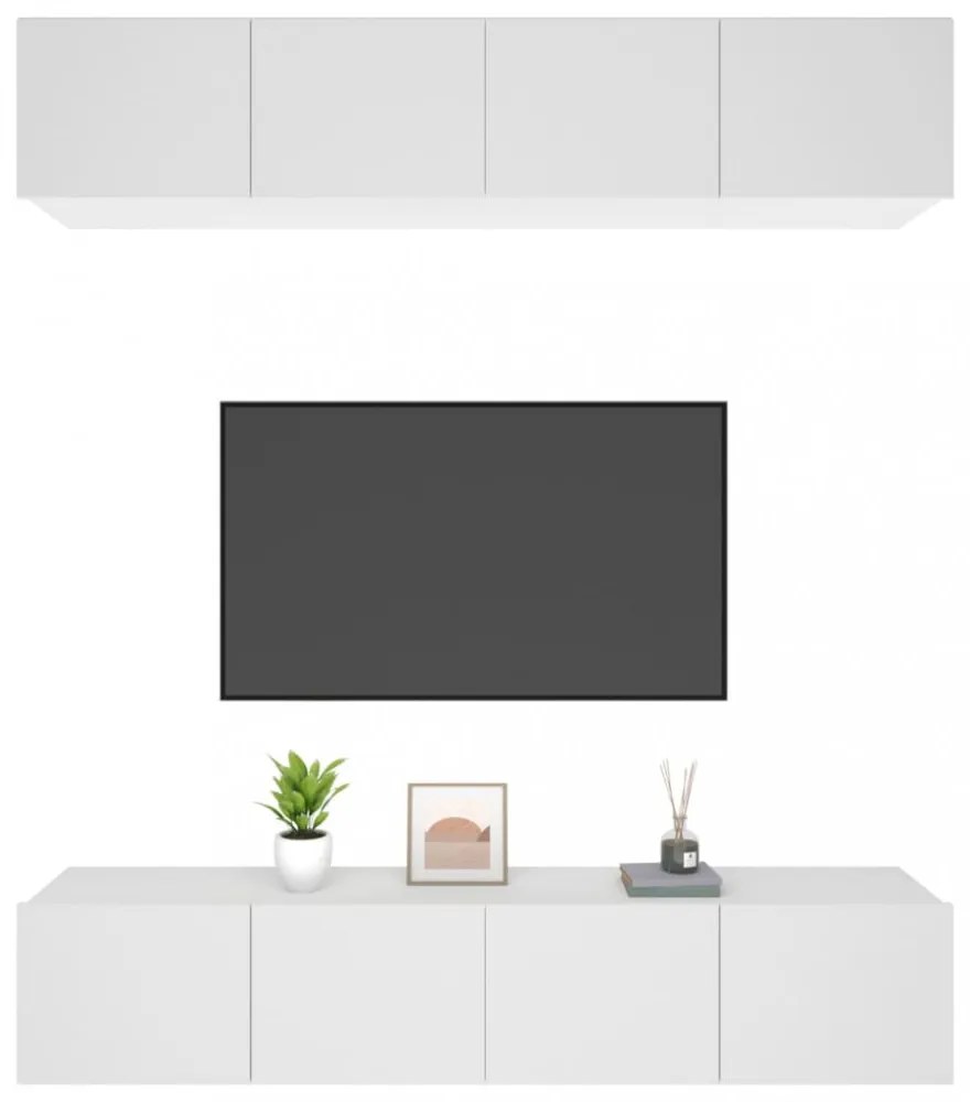 4 db fehér szerelt fa TV-szekrény 80 x 30 x 30 cm