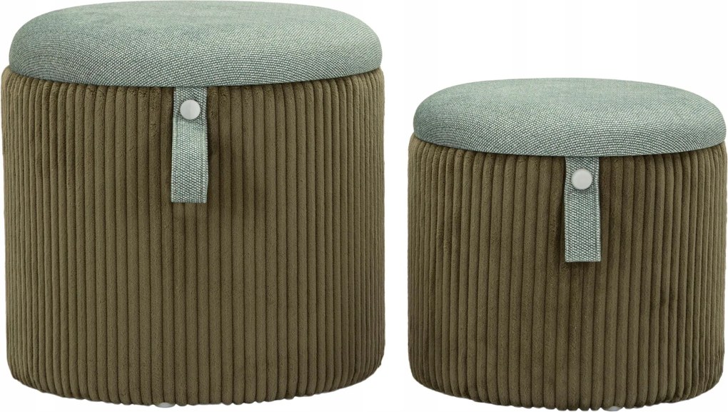 Puff Tárolórekesszel Poliészter Zöld Ø 38 CM Ø 32 CM 2 Db