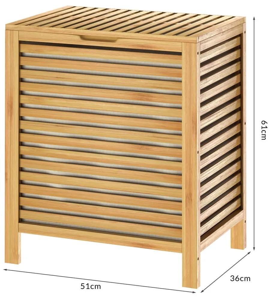 ISLA bambusz szennyeskosár, 62 l, természetes barna Casaria