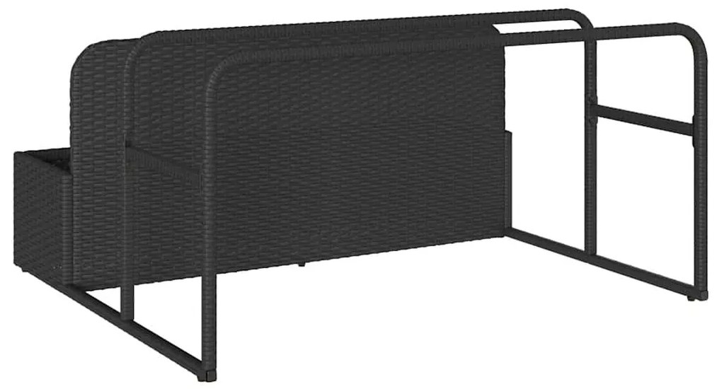 fekete polyrattan medence melletti úszótároló 110x100x57 cm