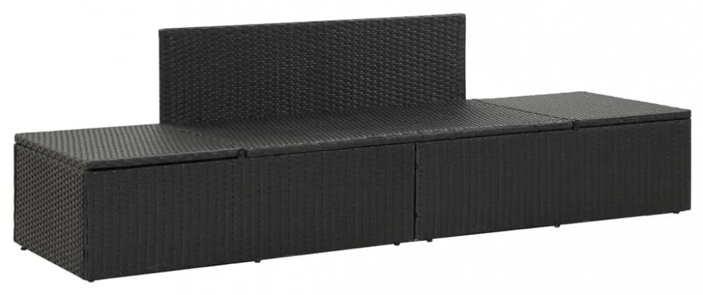 fekete polyrattan napozóágy párnákkal