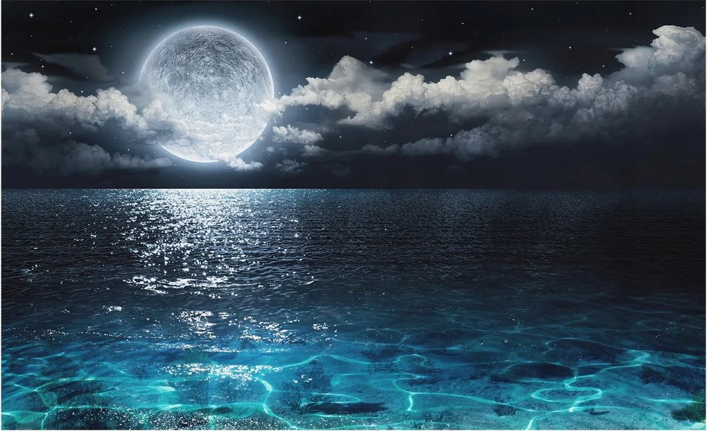 Dekoratív Fotótapéta Hálószobába Éjszakai tenger 416x254 Ragasztó