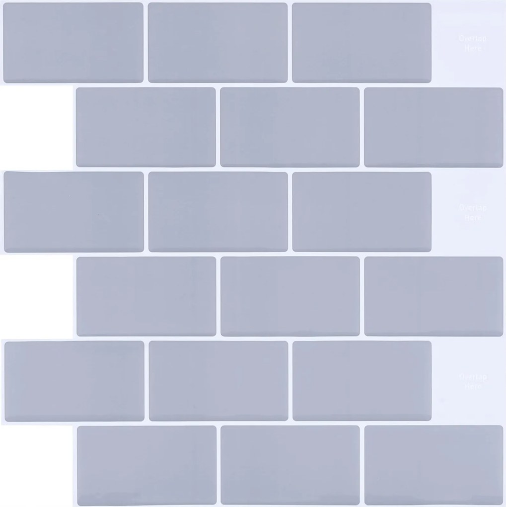 3D Öntapadós Pvc Fali Csempe Matricák 30,5x30,5 cm 10 db Szürke