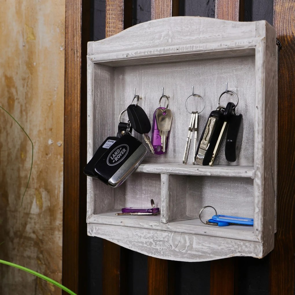 Fa kulcstartó szekrény MSL1585GR - szürke (22x27x6 cm) - vidékies stílusú