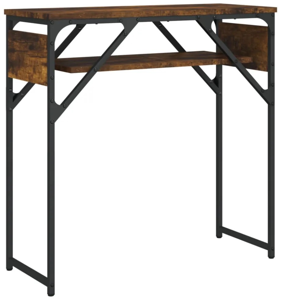 füstös tölgy színű szerelt fa tálalóasztal polccal 75x30x75 cm
