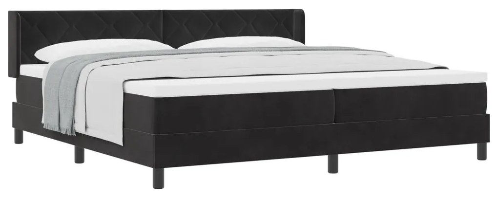 Rugós Ágy Matrac nélkül Fekete 200x200 cm Bársonyos