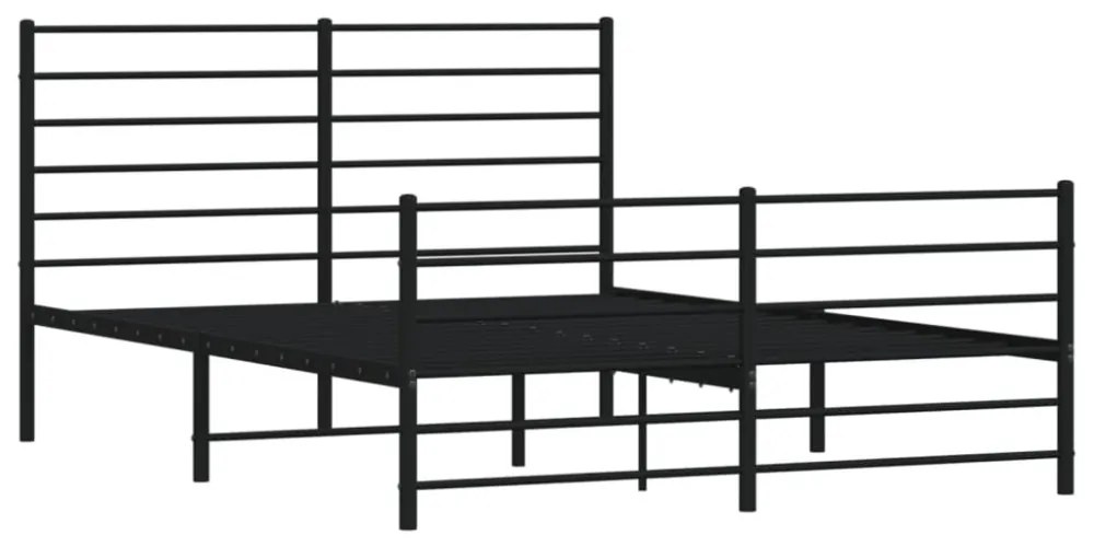 fekete fém ágykeret fej- és lábtámlával 135 x 190 cm
