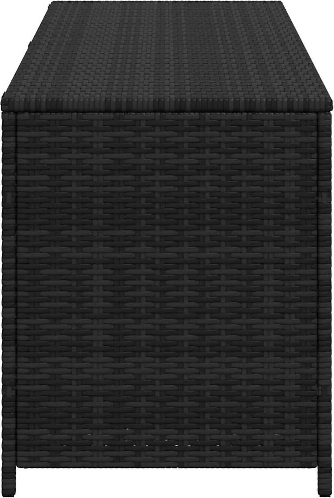 Fekete Polyrattan Kerti Tárolóláda 150 X 50 X 60 Cm