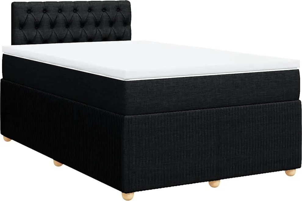vidaXL fekete szövet rugós ágy matraccal 120 x 190 cm