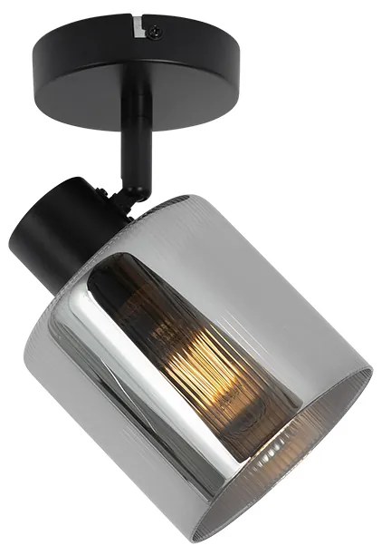 Art Deco mennyezeti spotlámpa fekete füstüveggel állítható - Laura