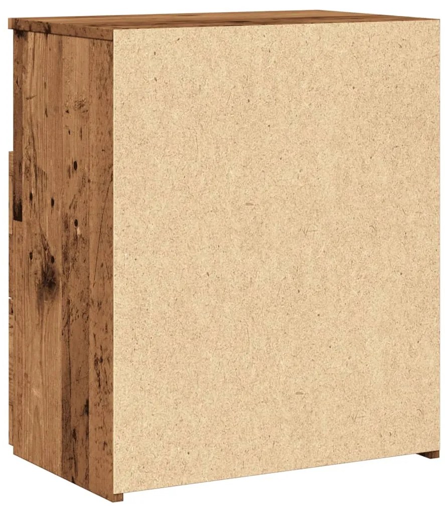 2 db antik fa színű szerelt fa éjjeliszekrény 50 x 32 x 60 cm