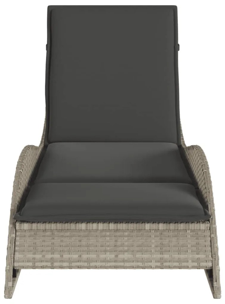 Világosszürke polyrattan napozóágy párnával 60x205x73 cm