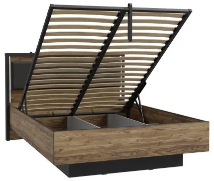 Franciaágy tárolóval OREN 140x200 cm barna/fekete