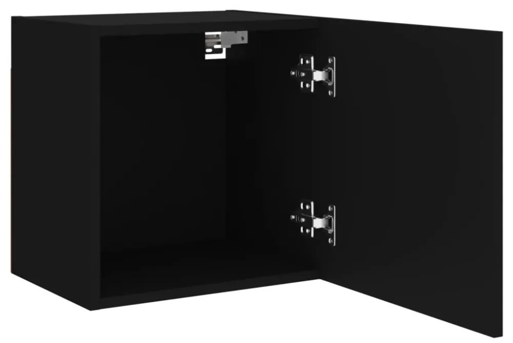 2 db fekete szerelt fa fali TV-szekrény 40,5 x 30 x 40 cm