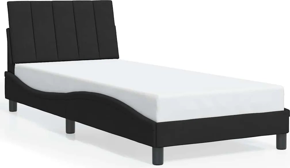 vidaXL fekete bársony ágykeret matrac nélkül Hanko 90x200 cm