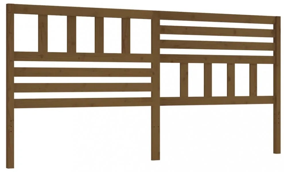 mézbarna tömör fenyőfa ágyfejtámla 206 x 4 x 100 cm