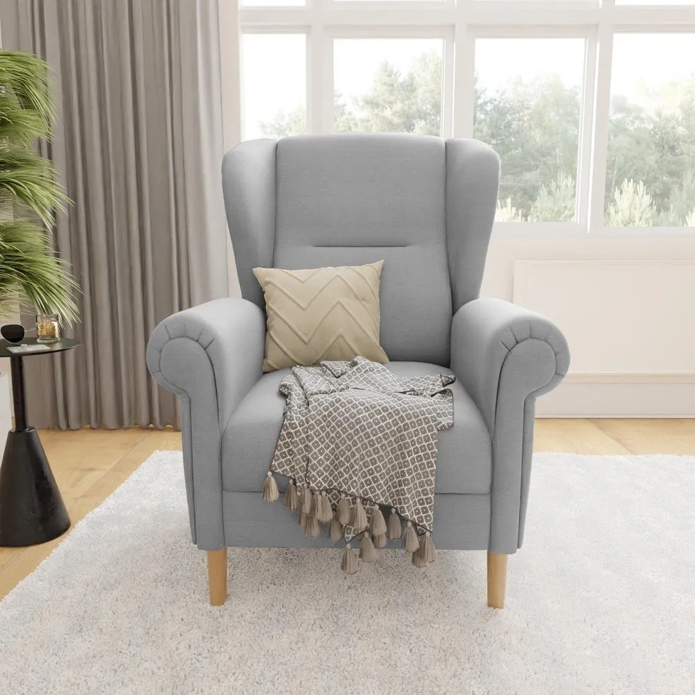 Világosszürke füles fotel Swan – Ropez