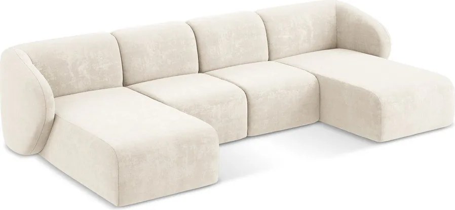 Bézs zsenília sarokkanapé (U alakú) Lani – Makamii