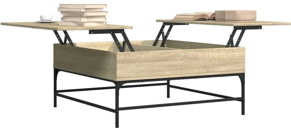 Sonoma tölgy szerelt fa és fém dohányzóasztal 95 x 95 x 45 cm