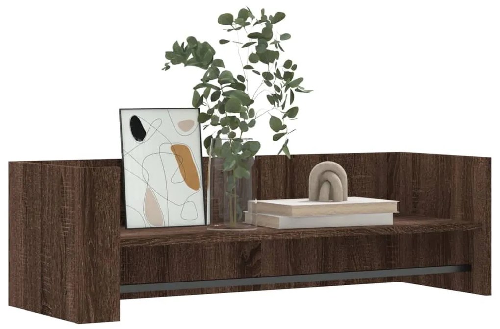 barna tölgy színű szerelt fa fali polc 100 x 35 x 30,5 cm