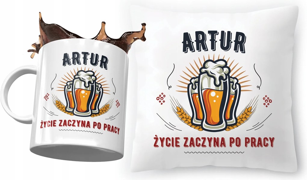 Artúr párna ajándék bögre szett fényképes nyomtatással