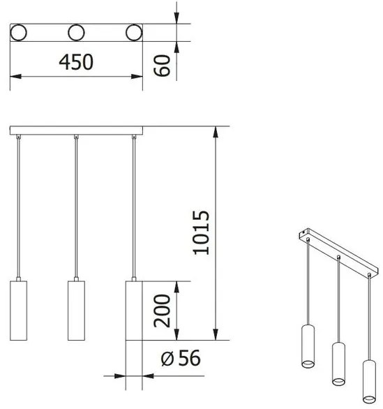 Lámpa Mennyezeti lámpatest TRESOS II, 3xGU10, aluminum, IP20, max. 3x20W, fekete